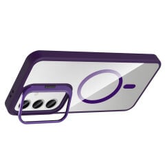 Samsung Galaxy S24 FE Kılıf Standlı ve Kamera Lens Hediyeli Kablosuz Şarj Özellikli Etro Kapak Siyah
