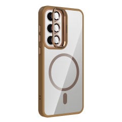 Samsung Galaxy S24 FE Kılıf Standlı ve Kamera Lens Hediyeli Kablosuz Şarj Özellikli Etro Kapak Siyah