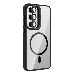 Samsung Galaxy S24 FE Kılıf Standlı ve Kamera Lens Hediyeli Kablosuz Şarj Özellikli Etro Kapak