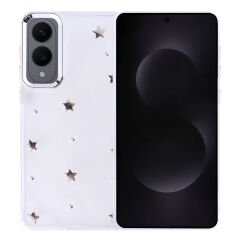 Samsung Galaxy S25 Edge Kılıf Airbag Tasarımlı Simli Şeffaf Kutup Kapak