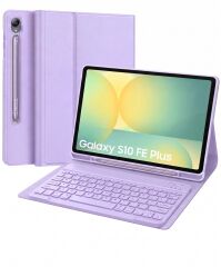 Samsung Galaxy Tab S10 FE PLUS Uyumlu Tablet Klavyeli Kılıf Kablosuz Bluetooth Q Klavyeli Standli Kalem Bölmeli Kılıf