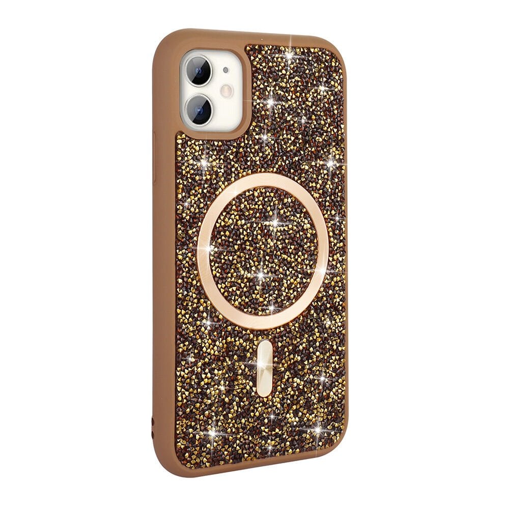 iPhone 11 Kılıf Pırlanta Tasarımlı Kablosuz Şarj Özellikli Mozaik Silikon Kapak