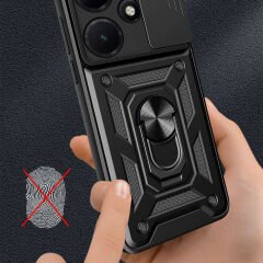 İnfinix Hot 30i Kılıf Magnetik Standlı Kamera Korumalı Sürgülü Vega Kapak