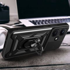İnfinix Hot 30i Kılıf Magnetik Standlı Kamera Korumalı Sürgülü Vega Kapak
