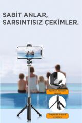 Tripod Çok Amaçlı Kumandalı Kablosuz Selfie Çubuğu  Siyah