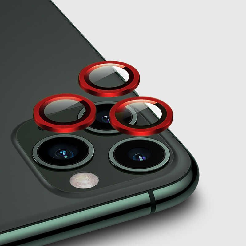 iPhone 11 Pro CL-02 Kamera Lens Koruyucu Kırmızı