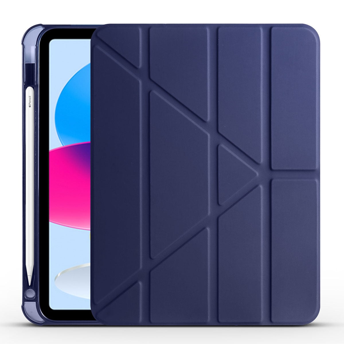 iPad 11.Nesil 2025 Kılıf Tri Folding Kalem Bölmeli Standlı Kılıf Lacivert