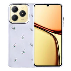 Realme C61 Kılıf Airbag Tasarımlı Simli Şeffaf Kutup Kapak Fiyonk
