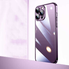 iPhone 14 Pro Kılıf Sert PC Renkli Çerçeveli Riksos Kapak Rose Gold