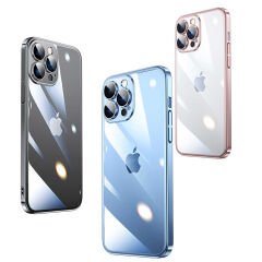 iPhone 14 Pro Kılıf Sert PC Renkli Çerçeveli Riksos Kapak Rose Gold