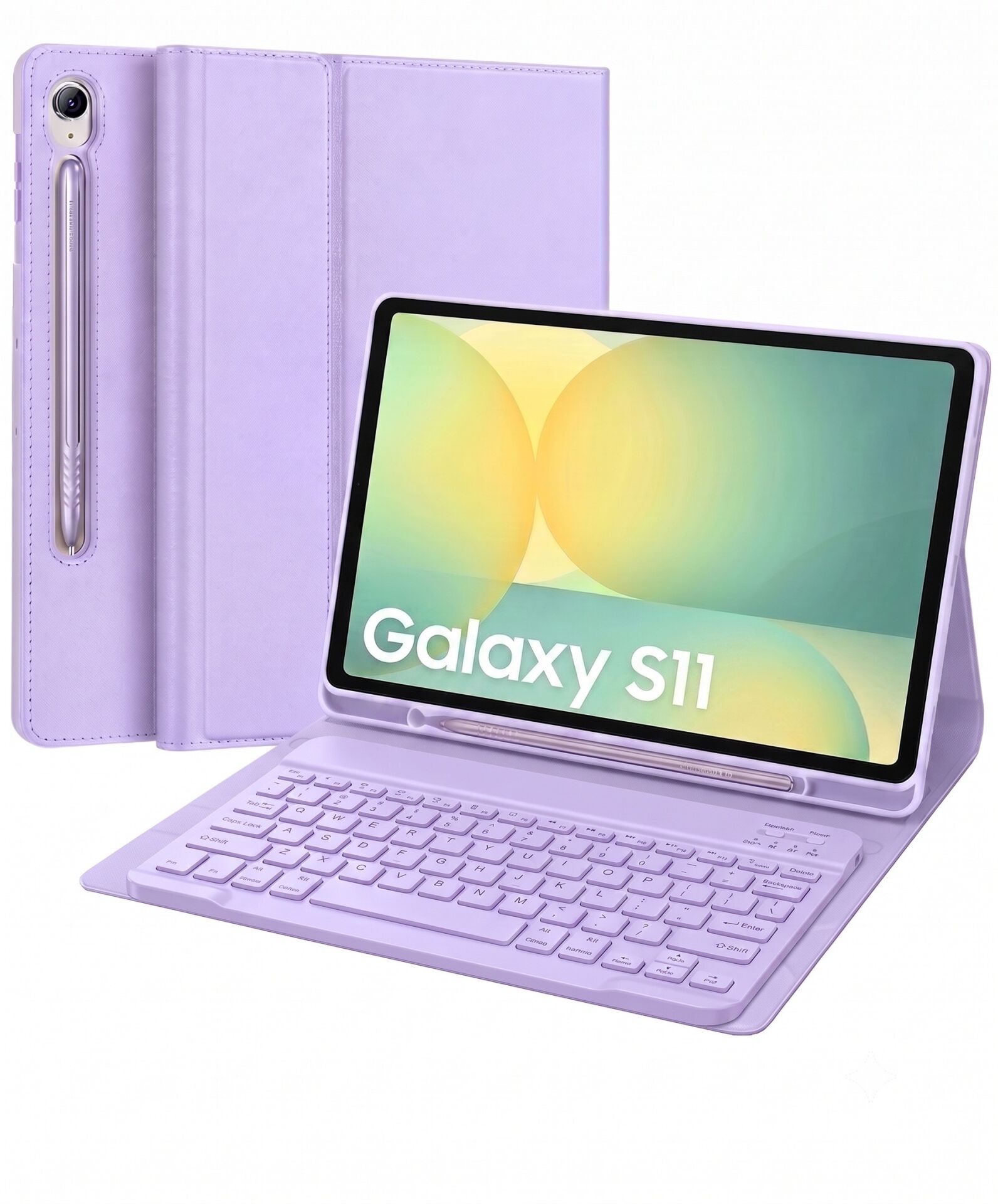 Samsung Galaxy Tab S11 Uyumlu Tablet Klavyeli Kılıf Kablosuz Bluetooth Q Klavyeli Standli Kalem Bölmeli Kılıf