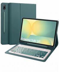 Samsung Galaxy Tab S11 Uyumlu Tablet Klavyeli Kılıf Kablosuz Bluetooth Q Klavyeli Standli Kalem Bölmeli Kılıf