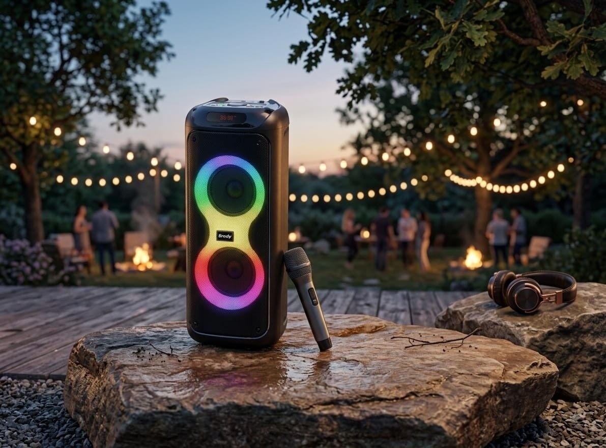 BTS-2258 Mikrofonlu RGB Işıklı Premium Ses Ve Tasarim Taşınabilir Bluetooth Karaoke Hoparlör 55W