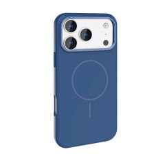 iPhone 17 Pro Max Kılıf Kablosuz Şarj Özellikli Metal Kamera Çerçeveli Edi Silikon Kapak Lacivert