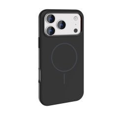 iPhone 17 Pro Max Kılıf Kablosuz Şarj Özellikli Metal Kamera Çerçeveli Edi Silikon Kapak Lacivert