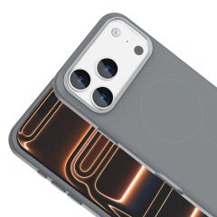 iPhone 17 Pro Max Kılıf Kablosuz Şarj Özellikli Metal Kamera Çerçeveli Edi Silikon Kapak Lacivert