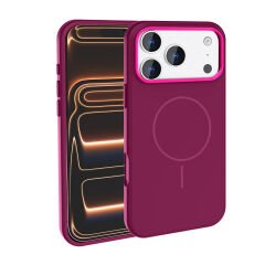 iPhone 17 Pro Max Kılıf Kablosuz Şarj Özellikli Metal Kamera Çerçeveli Edi Silikon Kapak