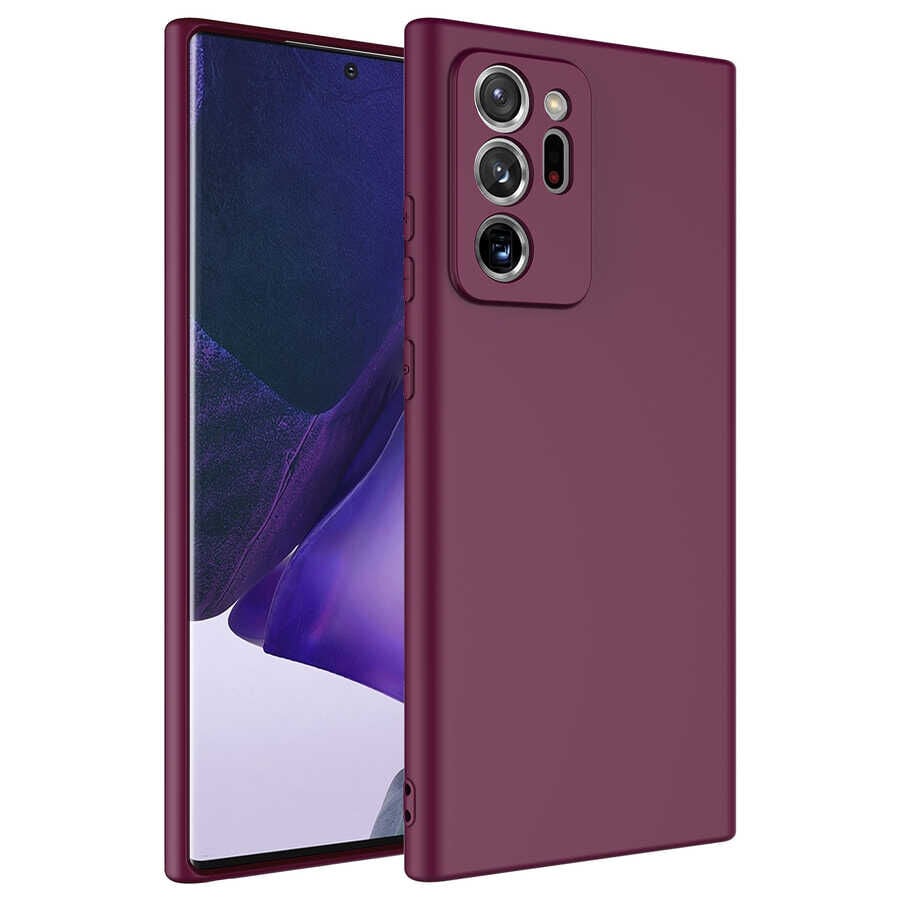 Samsung Galaxy Note 20 Ultra Kamera Korumali Mara Lansman Kapak Koyu Mor