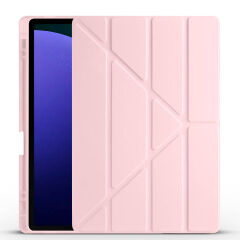 Samsung Galaxy Tab S10 Plus Kılıf Tri Folding Kalem Bölmeli Standlı Kılıf Rose Gold