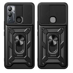 İnfinix Hot 20i Kılıf Magnetik Standlı Kamera Korumalı Sürgülü Vega Kapak