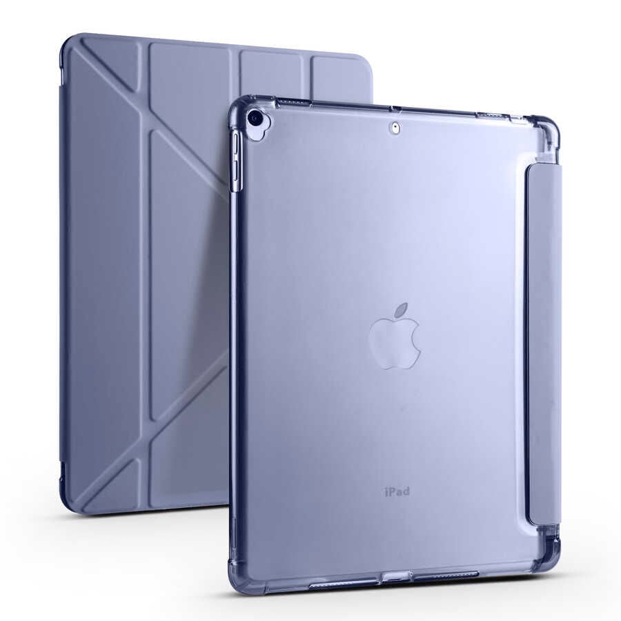iPad Pro 10.5 (7.Nesil) Kılıf Tri Folding Kalem Bölmeli Standlı Kılıf Mor