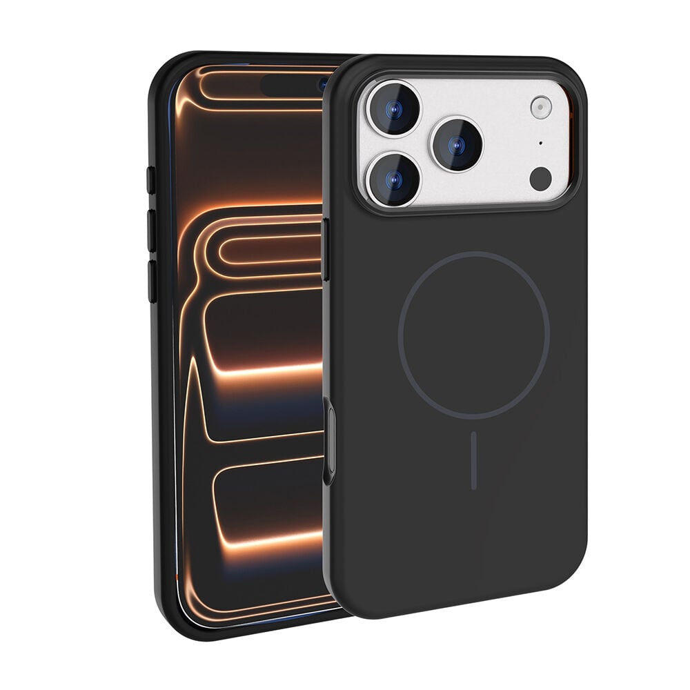 iPhone 17 Pro Max Kılıf Kablosuz Şarj Özellikli Metal Kamera Çerçeveli Edi Silikon Kapak Siyah