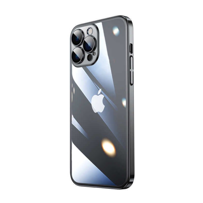 iPhone 14 Pro Kılıf Sert PC Renkli Çerçeveli Riksos Kapak Siyah