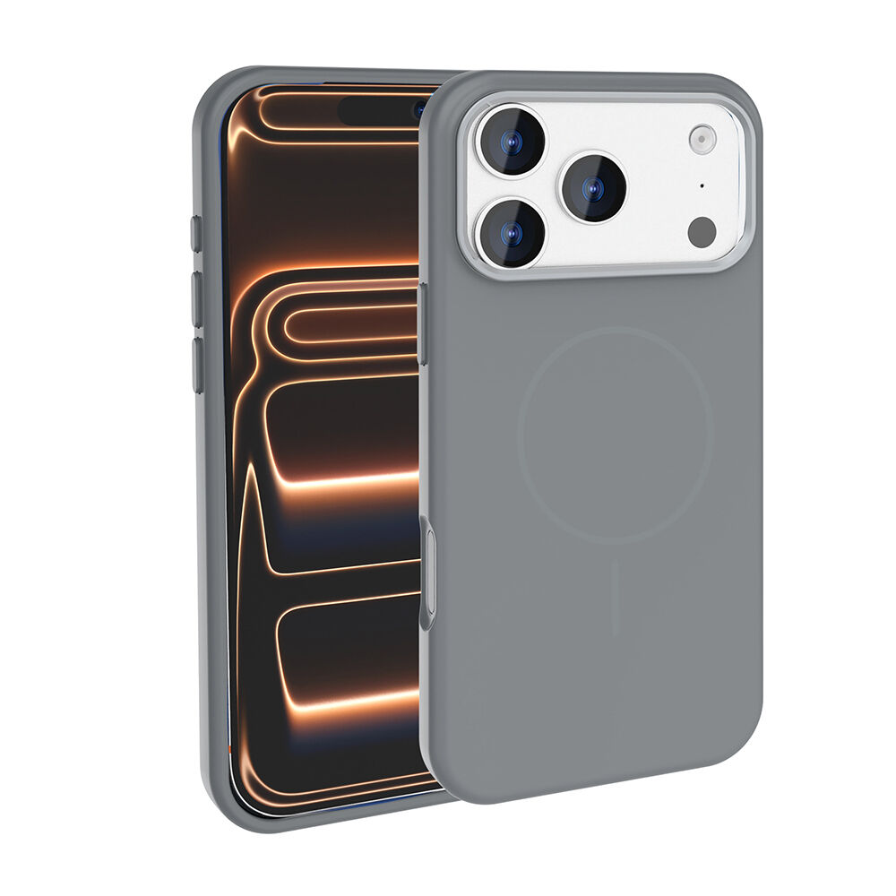 iPhone 17 Pro Max Kılıf Kablosuz Şarj Özellikli Metal Kamera Çerçeveli Edi Silikon Kapak Titanyum-Gri