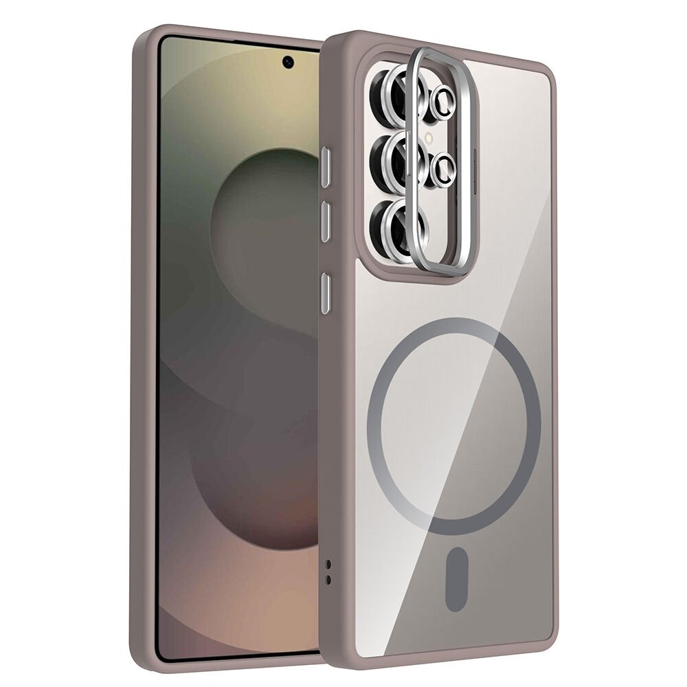 Samsung Galaxy S25 Ultra Kılıf Standlı ve Kamera Lens Hediyeli Kablosuz Şarj Özellikli Etro Kapak