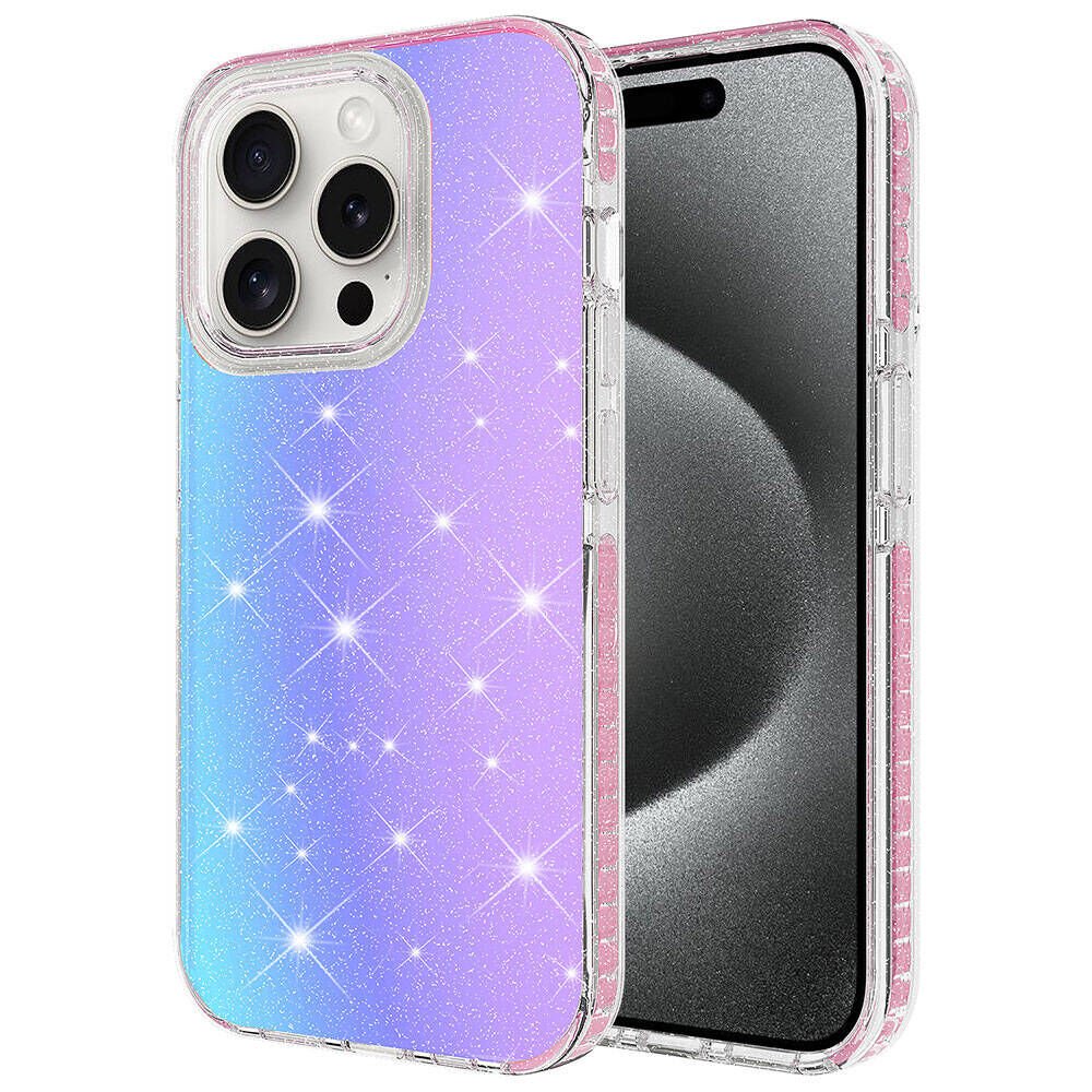 iPhone 15 Pro Max Kılıf Parlak Renk Geçişli Velle Kapak Pembe