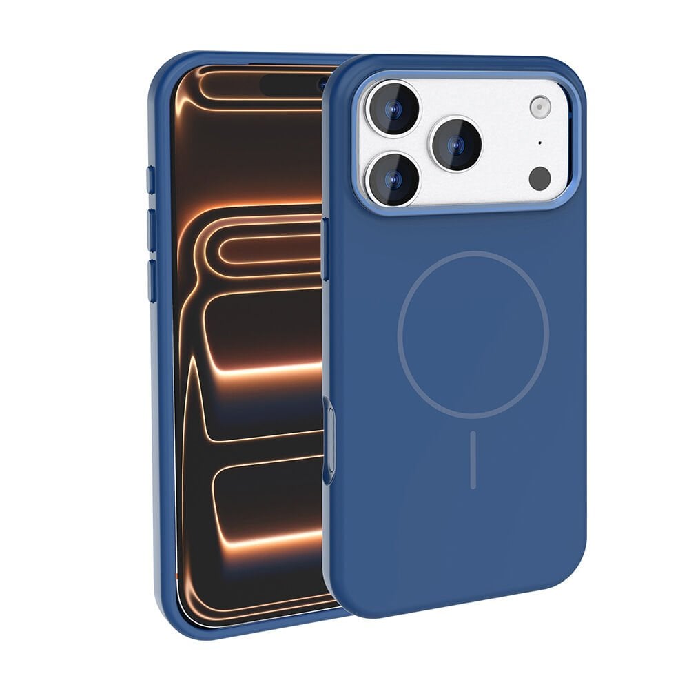 iPhone 17 Pro Max Kılıf Kablosuz Şarj Özellikli Metal Kamera Çerçeveli Edi Silikon Kapak Lacivert