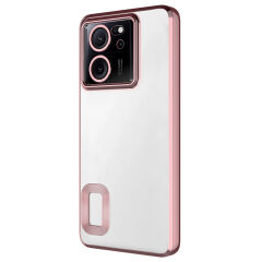 Xiaomi Mi 13T Pro Kılıf Kamera Korumalı Logo Gösteren Omega Kapak Rose Gold