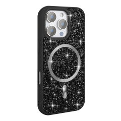 iPhone 16 Pro Max Kılıf Pırlanta Tasarımlı Kablosuz Şarj Özellikli Mozaik Silikon Kapak Desert Titanyum