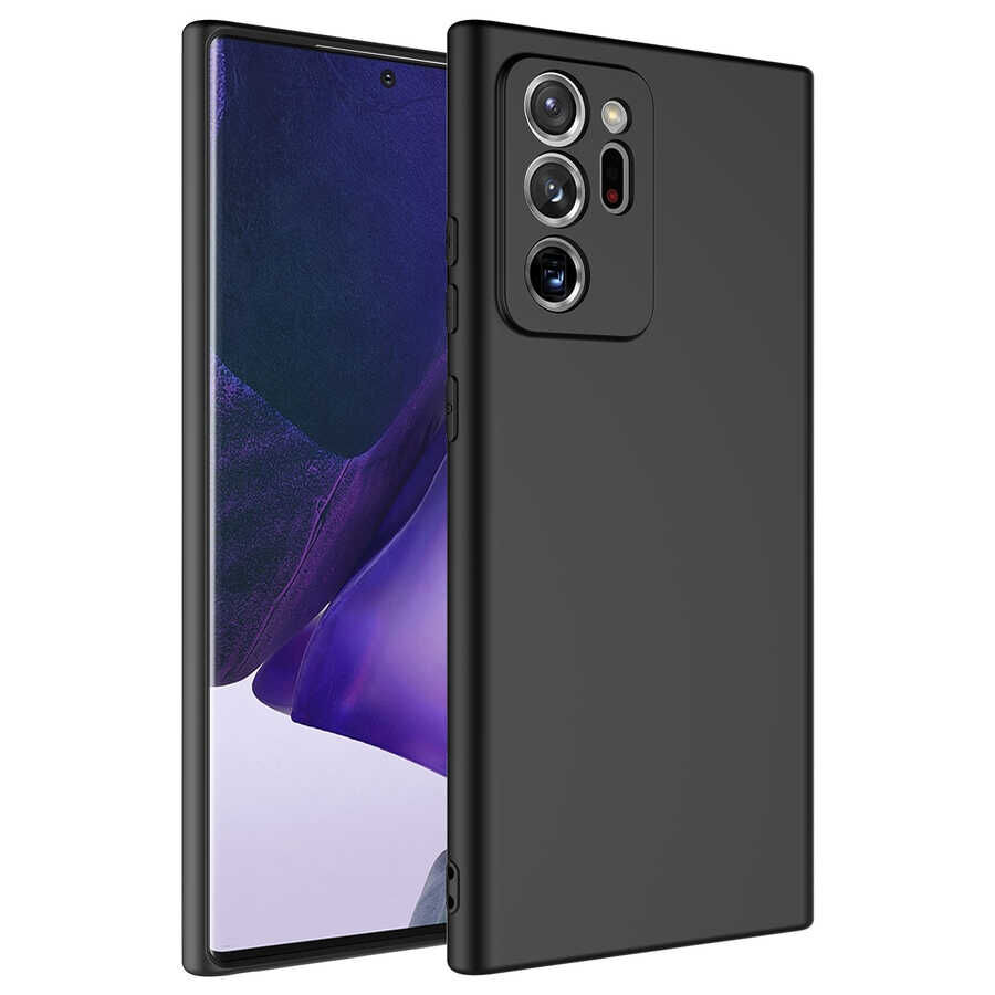 Samsung Galaxy Note 20 Ultra Kamera Korumali Mara Lansman Kapak Siyah