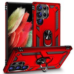 Samsung Galaxy S23 Ultra Kılıf Vega Tank Sert Yüzüklü Standlı Zırh Koruma Kapak