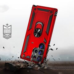 Samsung Galaxy S23 Ultra Kılıf Vega Tank Sert Yüzüklü Standlı Zırh Koruma Kapak