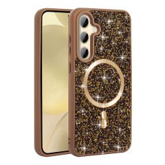 Samsung Galaxy S24 FE Kılıf Pırlanta Tasarımlı Kablosuz Şarj Özellikli Mozaik Silikon Kapak