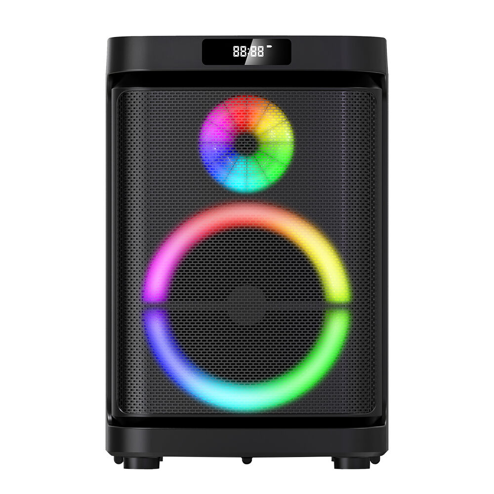 GD-1019 Dijital LED Göstergeli Çift Mikrofonlu RGB TWS 10 inç Stereo Bass Kablosuz Karaoke Hoparlör