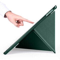 iPad 10.2 (8.Nesil) Kılıf Tri Folding Kalem Bölmeli Standlı Kılıf Siyah
