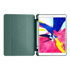 iPad 10.2 (8.Nesil) Kılıf Tri Folding Kalem Bölmeli Standlı Kılıf Siyah