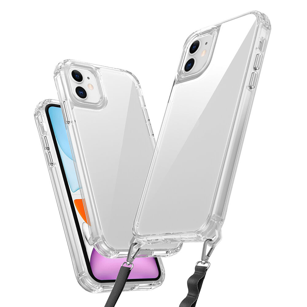 iPhone 11 Kılıf Airbagli Takılabilir Askı Aparatlı Snap Silikon Kapak Kılıf Şeffaf