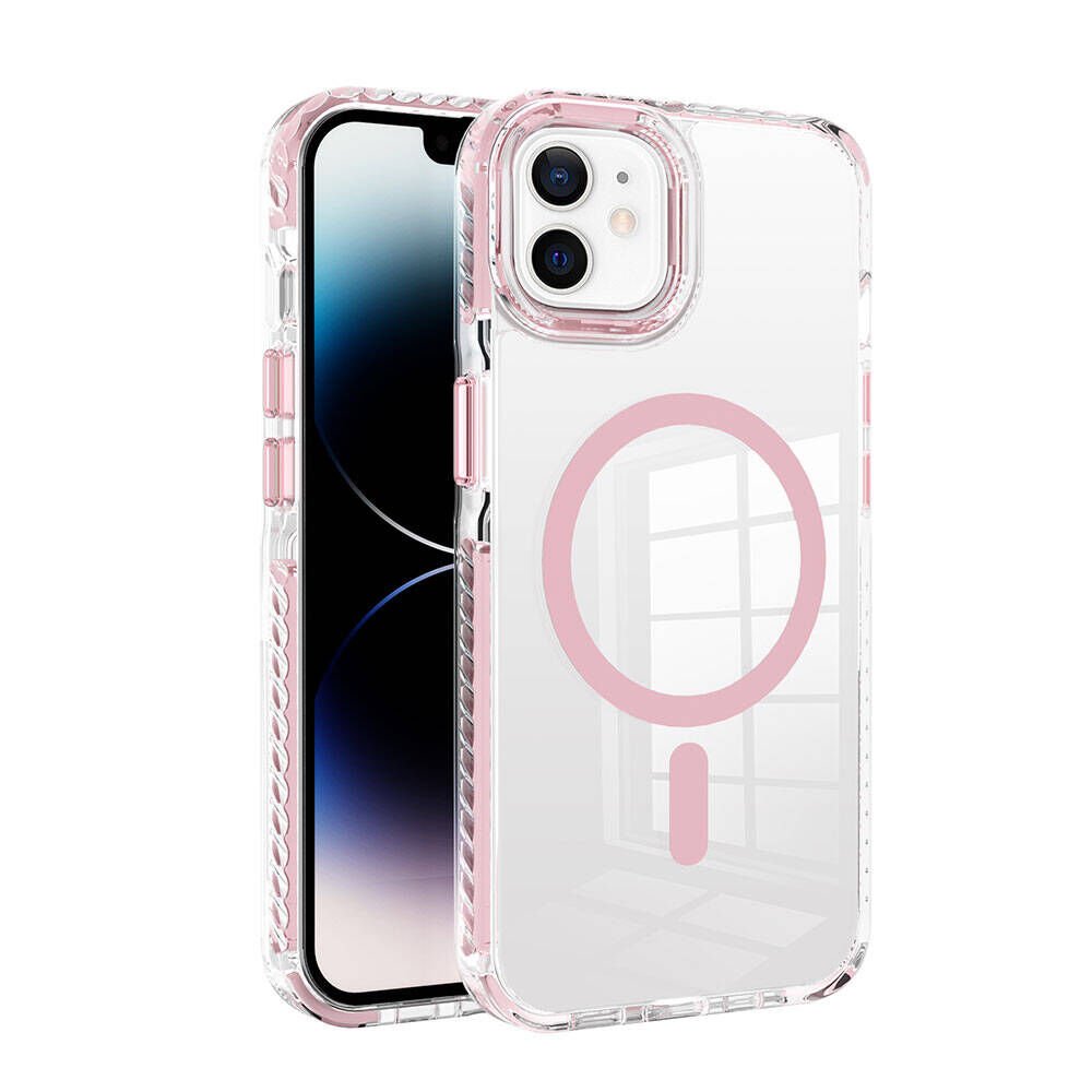 iPhone 11 Kılıf Magsafe Şarj Özellikli Airbagli Takılabilir Askı Aparatlı Nana Kapak Pembe