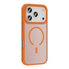 iPhone 17 Pro Max Kılıf Kablosuz Şarj Özellikli Mat Arka Yüzey Sio Kapak Turuncu