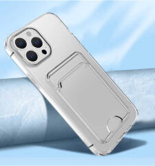iPhone 14 Pro Kılıf Kartlıklı Şeffaf Setra Clear Silikon Kapak