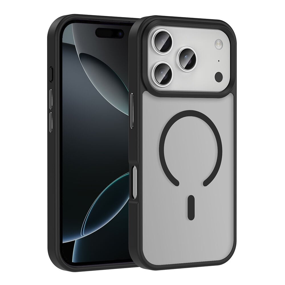 iPhone 17 Pro Max Kılıf Kablosuz Şarj Özellikli Mat Arka Yüzey Sio Kapak Siyah