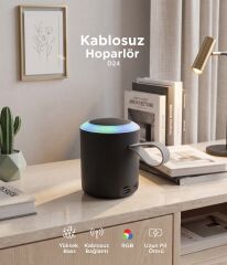 Bluetooth Hoparlör SD USB Destekli Taşınabilir Speaker D24