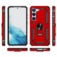 Samsung Galaxy S23 Kılıf Vega Tank Sert Yüzüklü Standlı Zırh Koruma Kapak