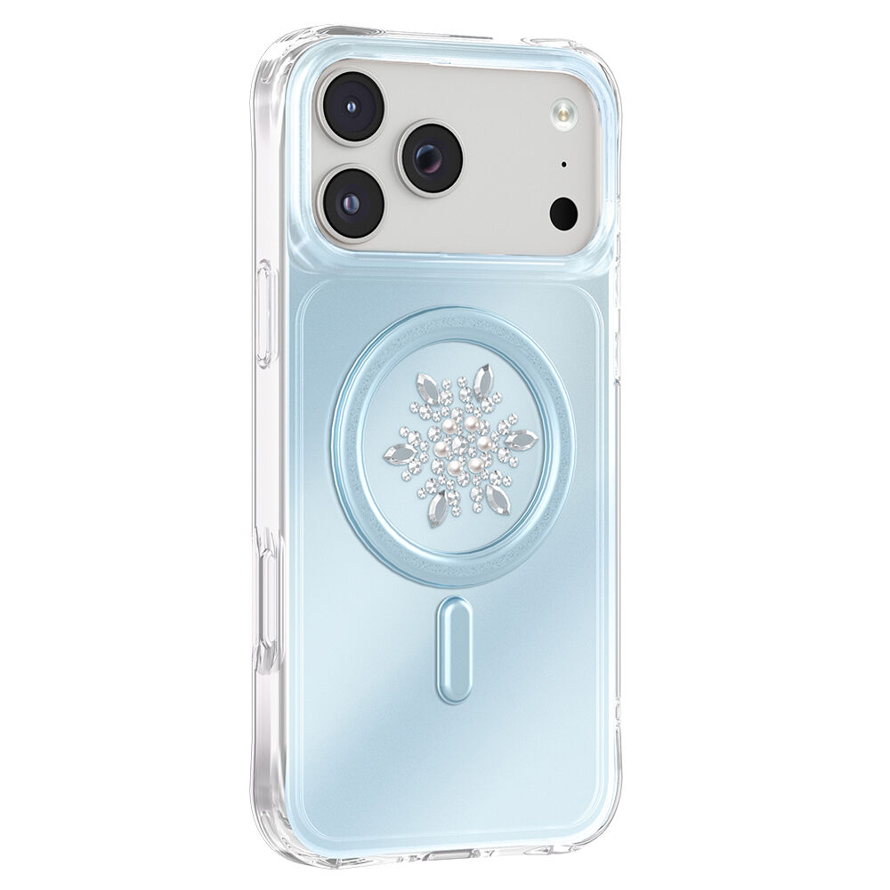 iPhone 17 Pro Premium Kristal Taş İşlemeli MagSafe Özellikli Darbe Emici Mova Telefon Kılıfı