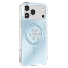 iPhone 17 Pro Premium Kristal Taş İşlemeli MagSafe Özellikli Darbe Emici Mova Telefon Kılıfı