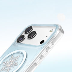 iPhone 17 Pro Premium Kristal Taş İşlemeli MagSafe Özellikli Darbe Emici Mova Telefon Kılıfı